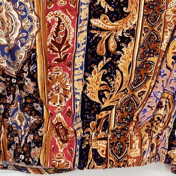 Rachel Zoe Boho Cropped Wrap Top Collared Multi XS New - Picture 10 of 12